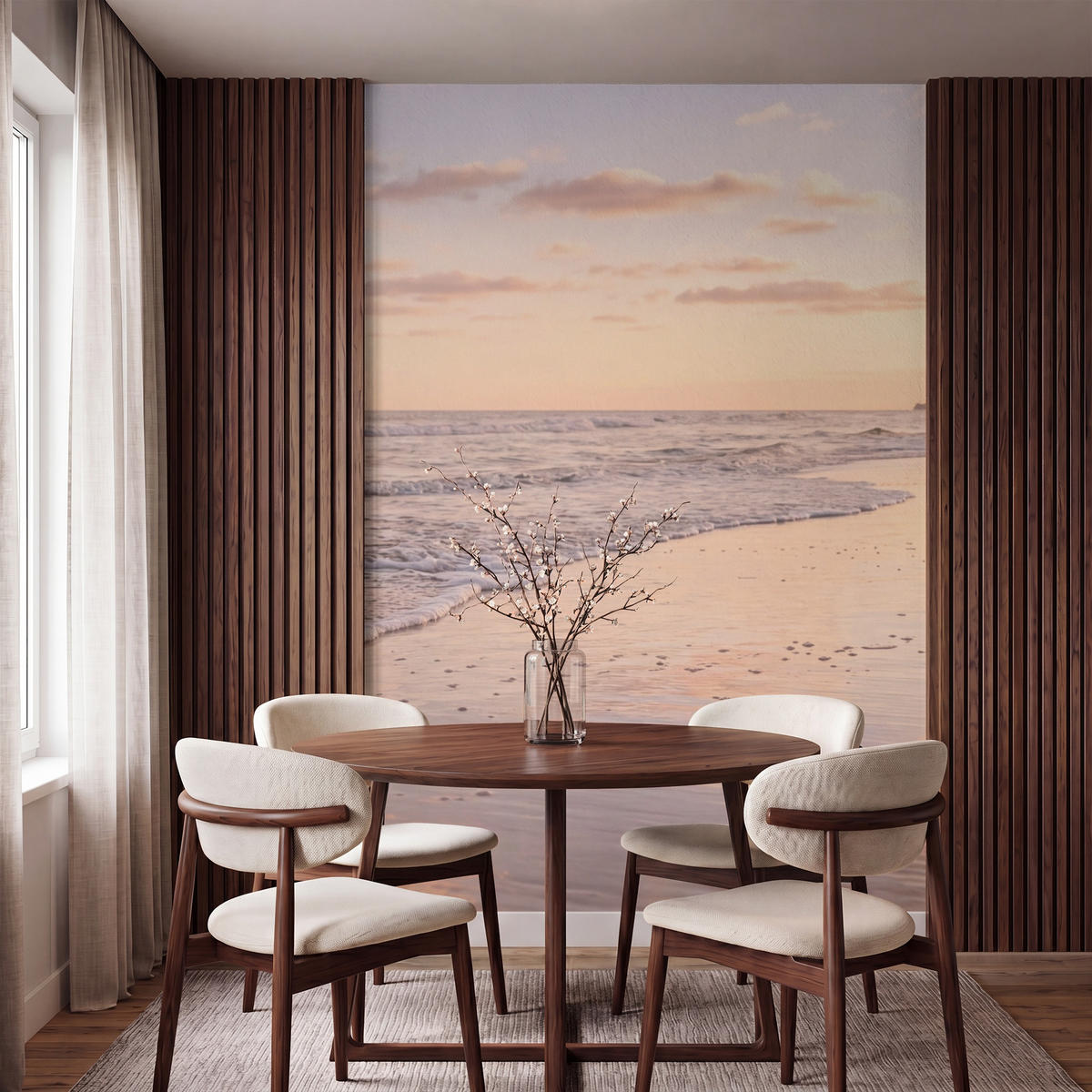 TAPETE - Strand - Brandung - Wolken - 140x200 cm - Hellrosa, Papier (140/200cm) - OnlyWow