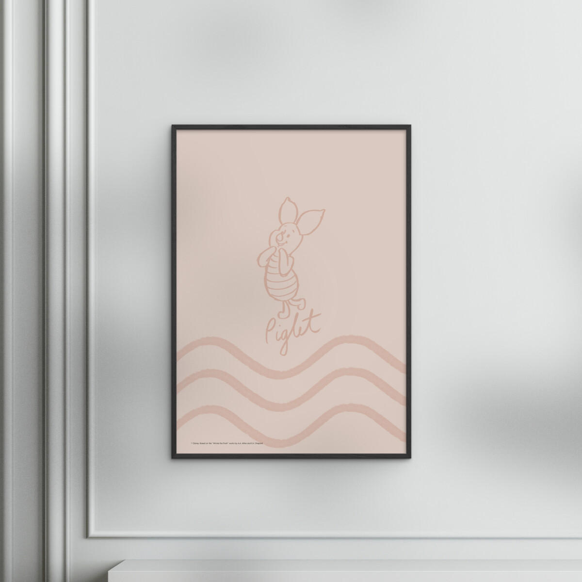 POSTER mit Rahmen Disney - Disney - Piglet Soft Pink Waves - Pink/Schwarz, Holz/Papier (30/40cm) - Poster&Frame