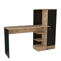 SCHREIBTISCH mit Aufbewahrungsregalen und 1 Schrank 152/40/120 cm - Schwarz, Holzwerkstoff (152.3/40/120cm) - Calicosy