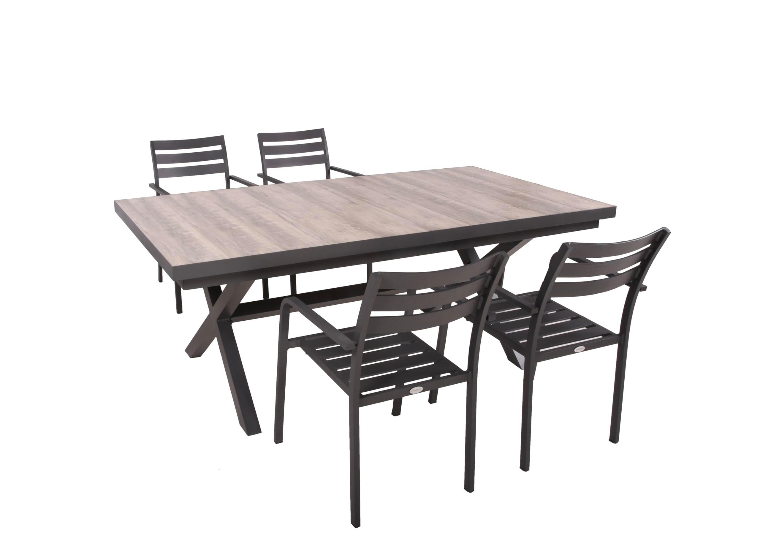 GARTEN-SITZGRUPPE Jana 5-teilig Gartenmöbel-Set - Grau, Metall - DELUKE