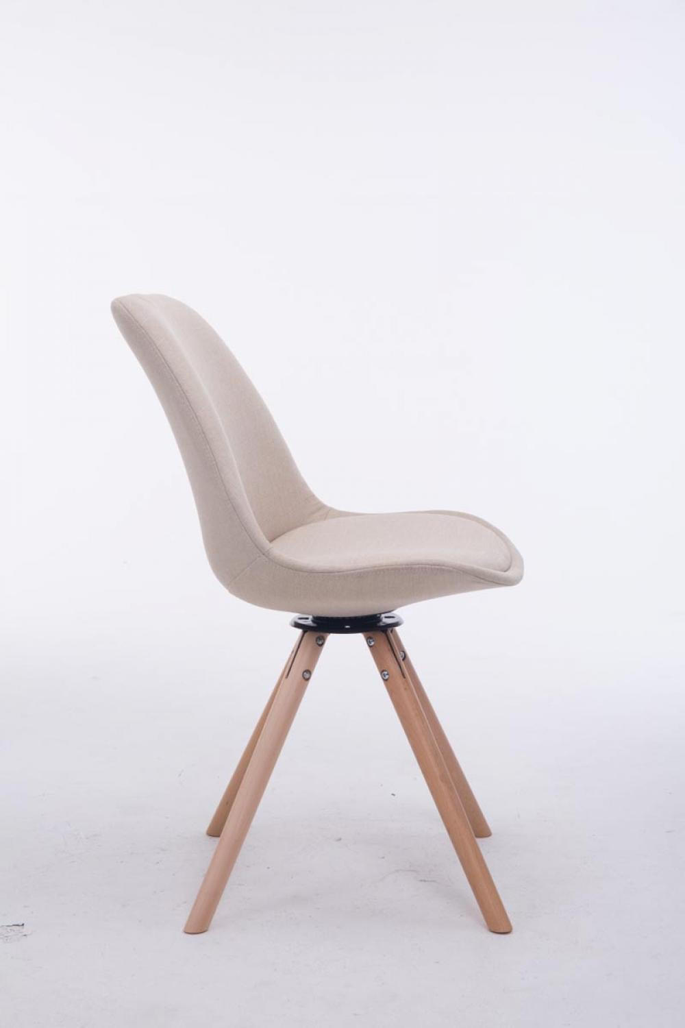 BESUCHERSTUHL Stoff creme - Eukalyptusholzfarben/Creme, Holz/Textil (48/84/56cm) - CLP