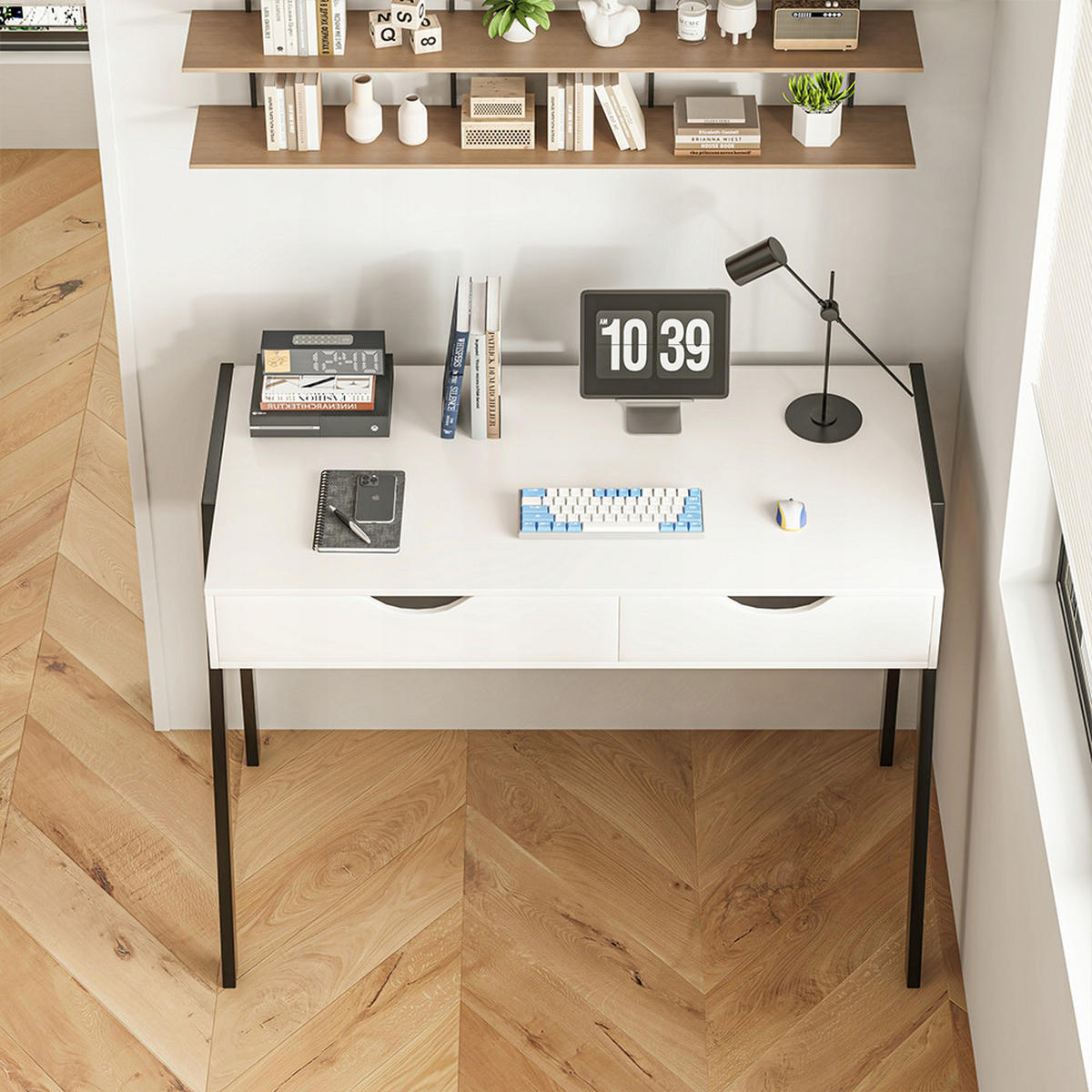 SCHREIBTISCH, weiß 80/40/90 cm - Weiß, Holzwerkstoff (40/80/90cm)