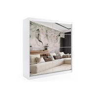 KLEIDERSCHRANK mit Spiegel-Schiebetüren und Aluminium-Leisten, LED-Beleuchtung - VIVONA - 200 cm Weiß - Weiß, Holzwerkstoff (200/216/61cm) - ALTDECOR
