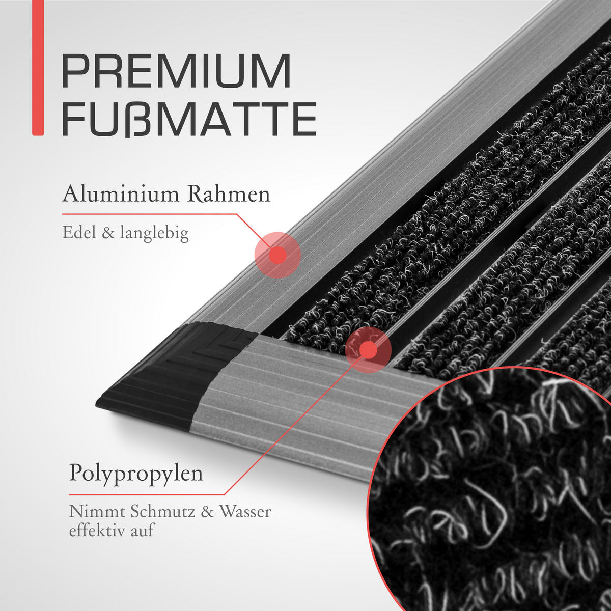 ALU-FUSSMATTE AluGant - Blaugrau, Metall (60/40cm) - BoMoe