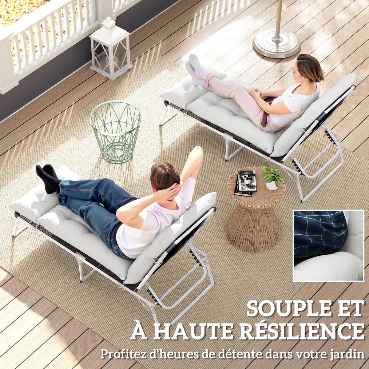 LIEGENAUFLAGE Hellgrau 2er-Set 190/56/10 cm - Hellgrau, Textil (190/10/56cm) - PANGIVO