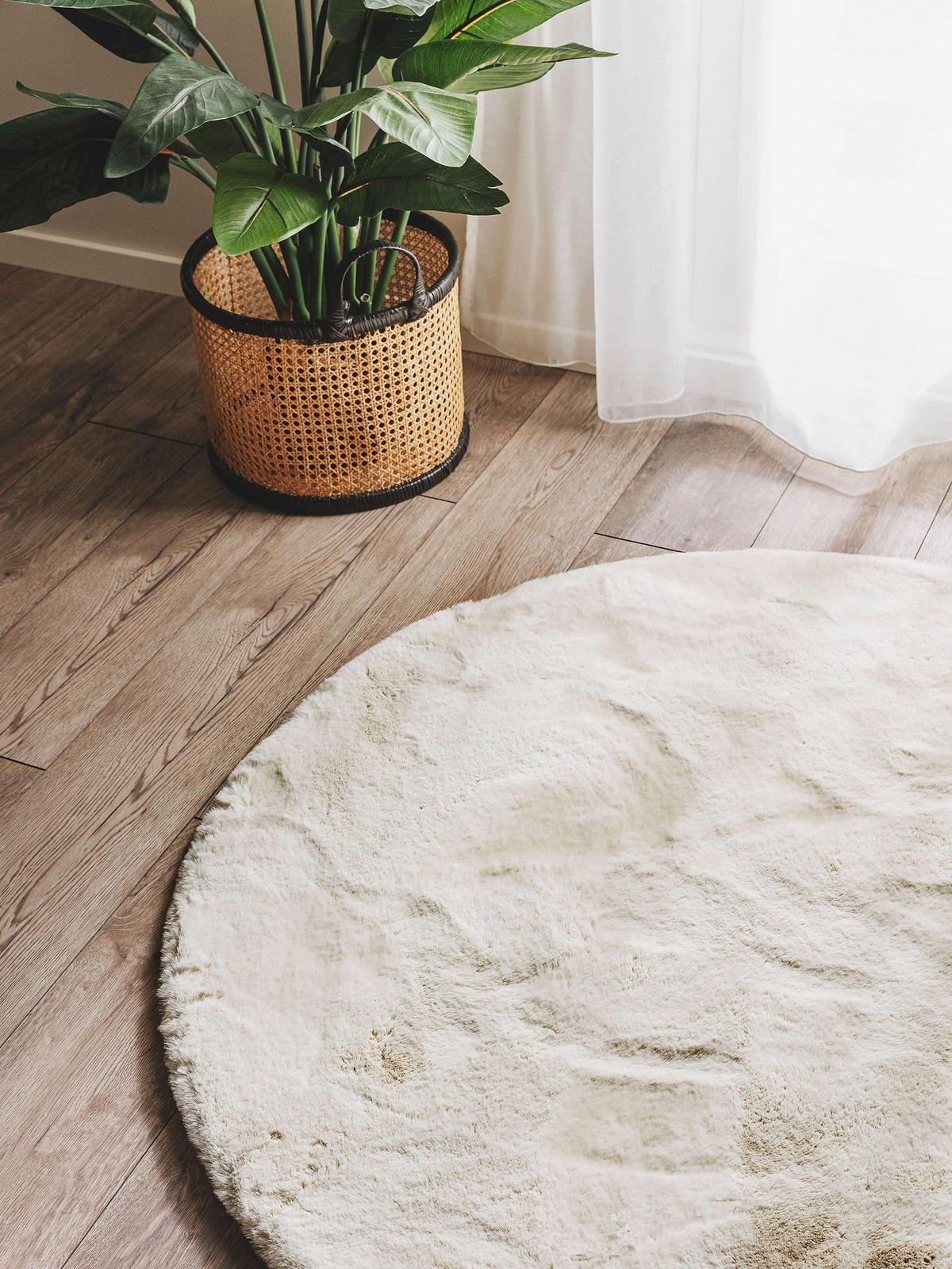 KUNSTFELL-TEPPICH Dave Cream ø 80 cm rund - Creme, Textil (80/80cm) - benuta Nest