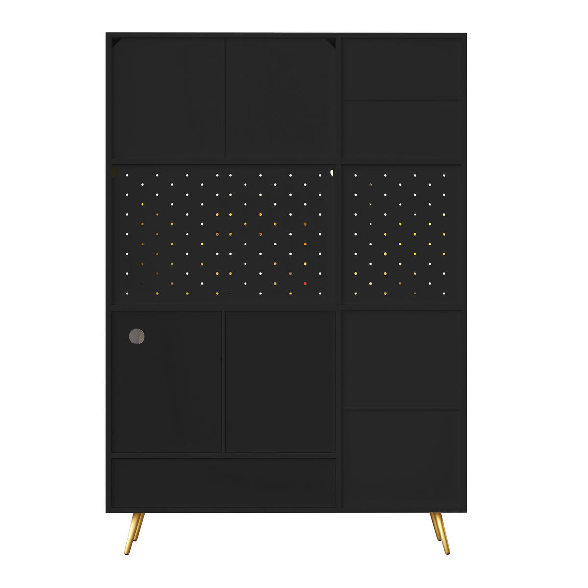 GESCHIRRSCHRANK aus MDF+Glas 120x40x176cm in Schwarz mit LED & Steckdose - Schwarz, Holzwerkstoff (120/176/40cm) - Modfu