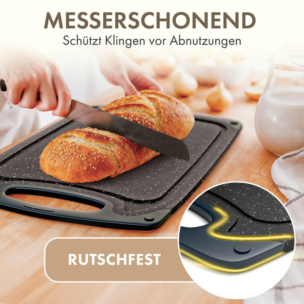 Thumbnail - Blumtal Schneidebrett, Schwarz, Kunststoff, Rechteckig, 25x0.75 cm, Made in Germany, Küchenzubehör, Schneidebretter