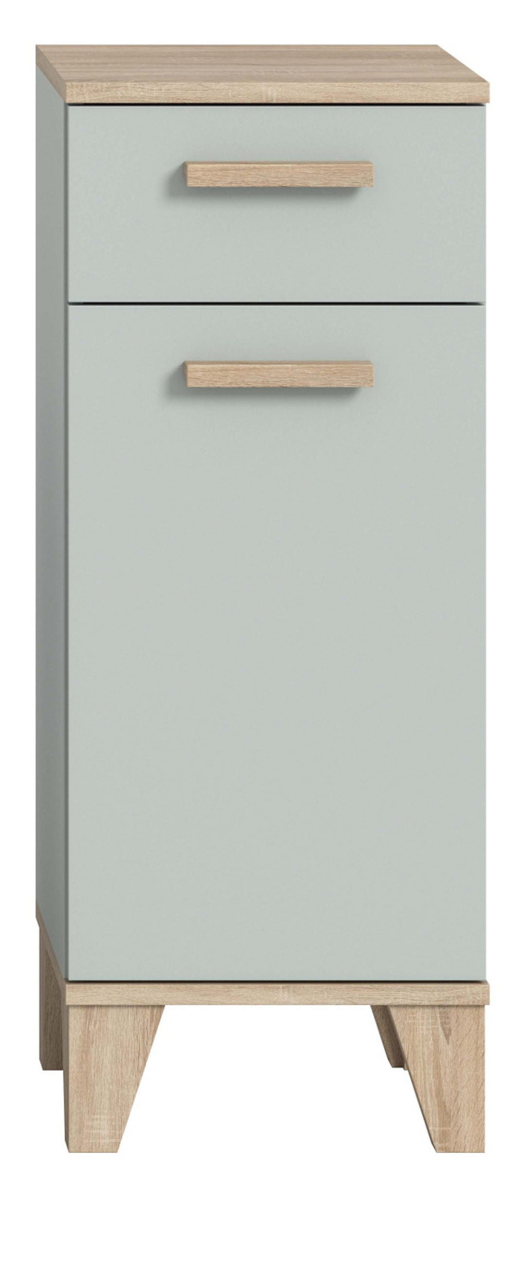 BADSCHRANK grün, Eiche 34 x 87 cm, Badezimmer Kommode skandinavisches Design - Eichefarben/Grün, Holzwerkstoff (34/87/31cm) - Inn.Furn