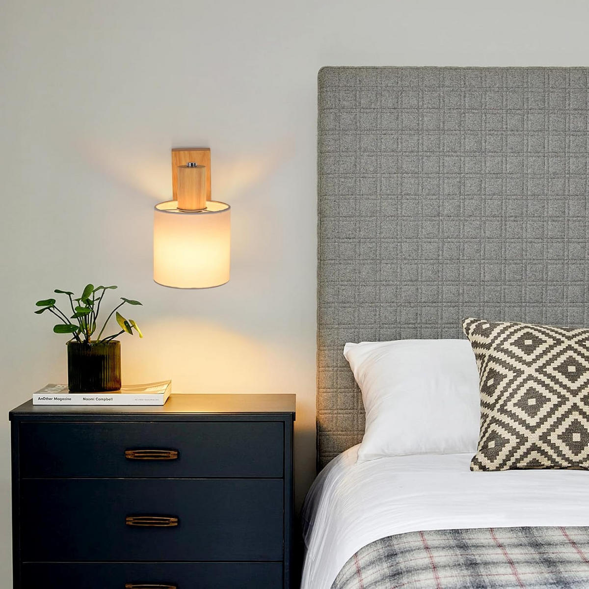 STRAHLER Geschick 1-flammig 21/13/13cm - Ecru, Holz (21/13/13cm) - ZMH