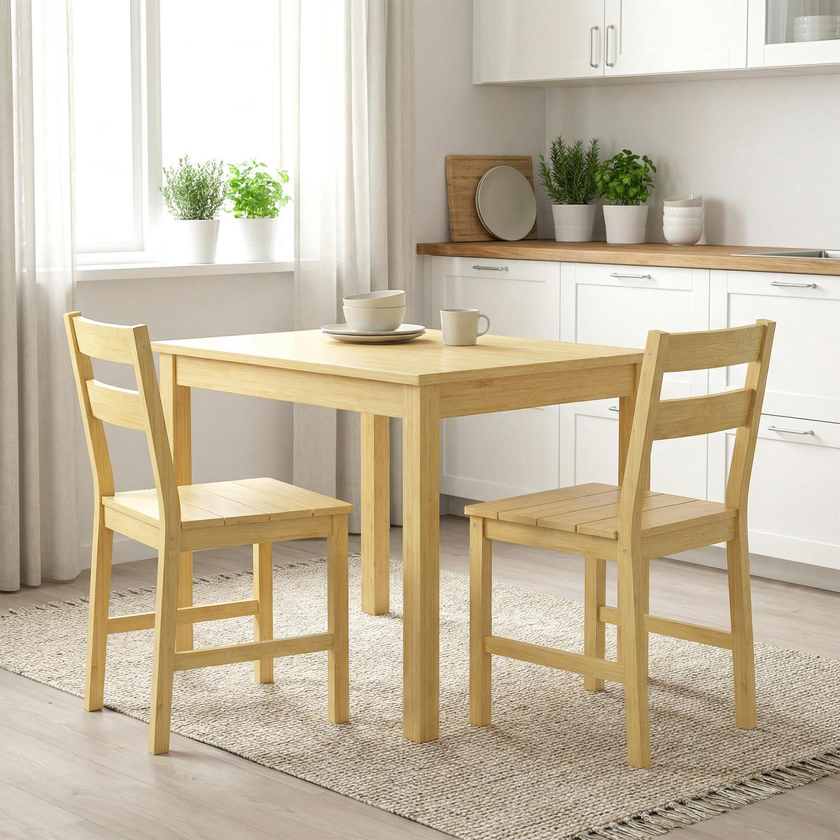 ESSZIMMERSTÜHLE 2er-Set DE-13349 Bambus & Lattenrost Natur - Naturfarben, Naturmaterialien (42/80/45cm) - ComfortXL