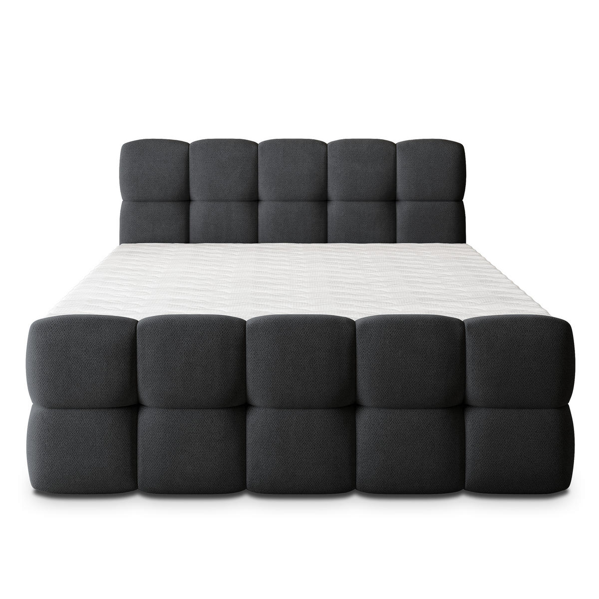 BOXBETT BRUME 180x200 cm mit Matratze und Topper, H2+H3 - Schwarz - Schwarz, Holz (180/200cm) - MASSENO