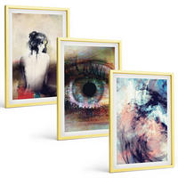 BILDER SET 3er Set - 40x60 cm Goldrahmen - Porträt einer Frau mit abstrakten Emotionen - Goldfarben, Kunststoff (40/60cm) - TULUP