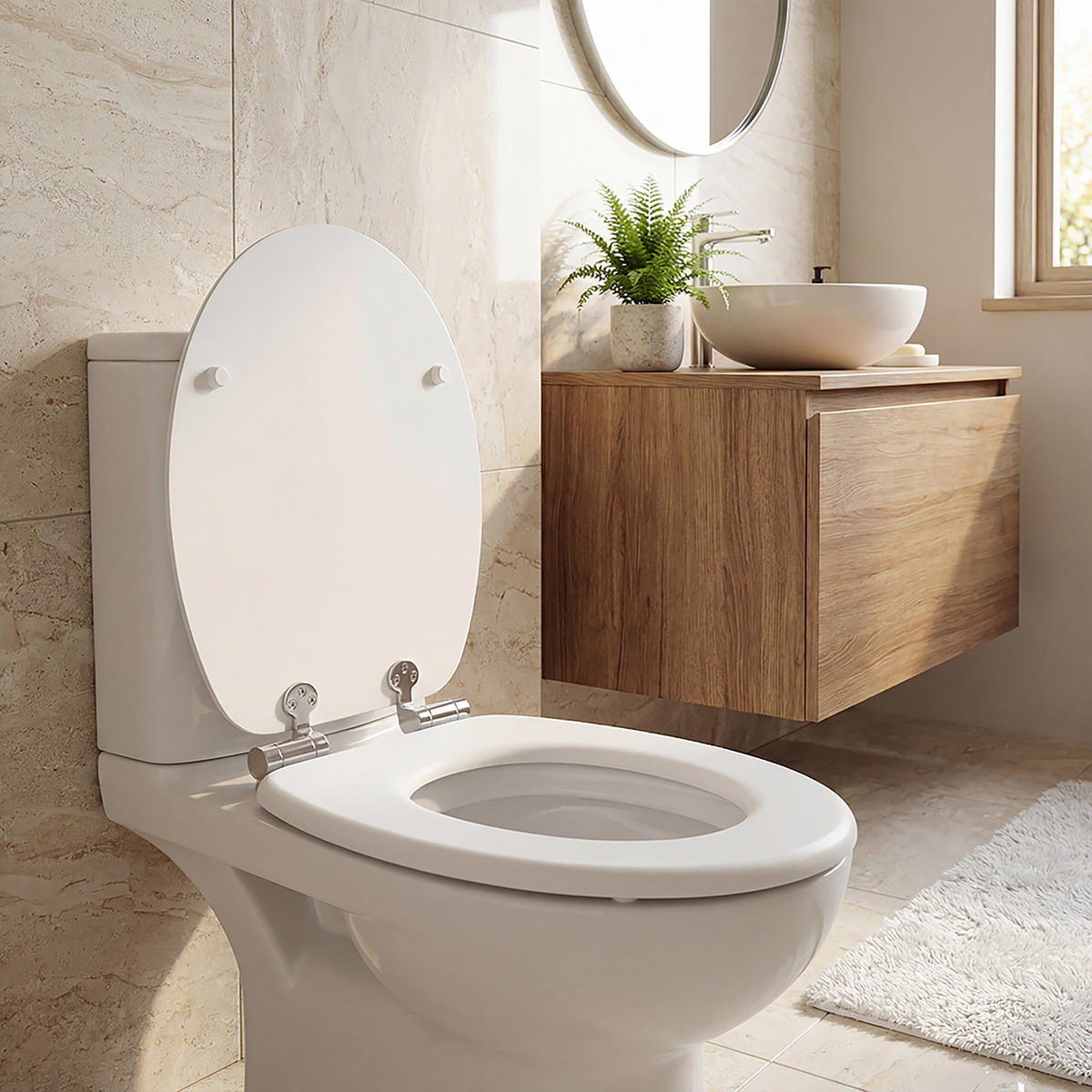 TOILETTENDECKEL - Weiß, Holzwerkstoff/Kunststoff (37.5/5.5/43.5cm) - Relaxdays