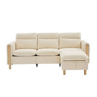 ECKSOFA 201/110/86 cm Beige mit Aufbewahrungshocker und Seitentaschen - Beige, Holz/Textil (201/110cm) - Oxeza
