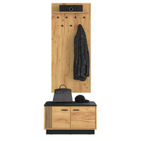 GARDEROBEN-SET Vasco Gold Craft Eiche / Schwarz 2-teilig - Eichefarben/Schwarz, Holzwerkstoff/Kunststoff (80/187/34cm) - Feldmann-Wohnen