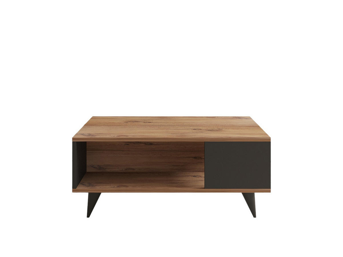 COUCHTISCH Yuka Nussbaum/Schwarz - Nussbaumfarben/Schwarz, Holz (60/90/39cm) - Habitat Garten