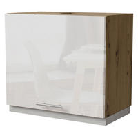 WRASENSCHRANK Essen W8/60 Weiß Hochglanz / Eiche Artisan Matt 60 / 32,5 / 50cm - Weiß Hochglanz/Eiche Artisan, Holz/Holzwerkstoff (60/50/32.5cm) - Feldmann-Wohnen