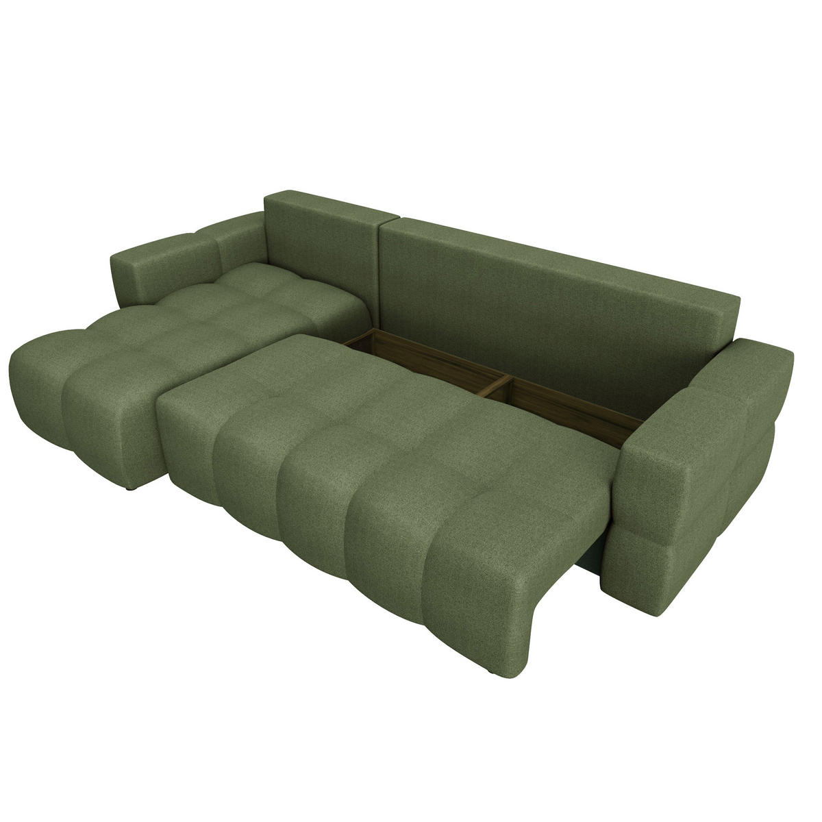 ECKSOFA LINKS Rastergewebe Olivgrün 286cm - Olivgrün, Textil (169/286cm) - Sia Home