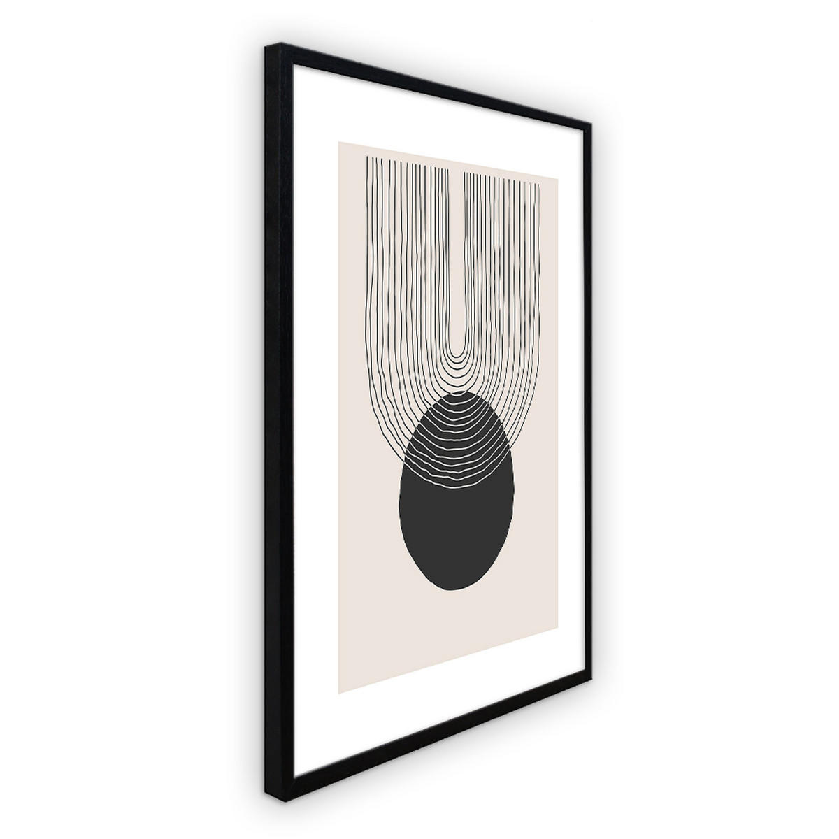 POSTER mit Rahmen 40x50 cm abstrakte Formen schwarz beige - Beige, Holz (41/51cm) - artissimo