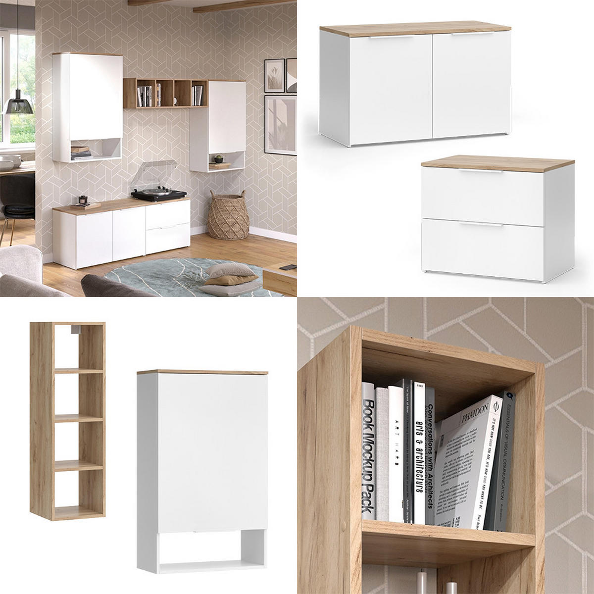 NÁSTĚNNÁ SKŘÍŇKA Wido Bílá/Sonoma - bílá/Sonoma dub, kompozitní dřevo (80/50/40cm) - Vicco