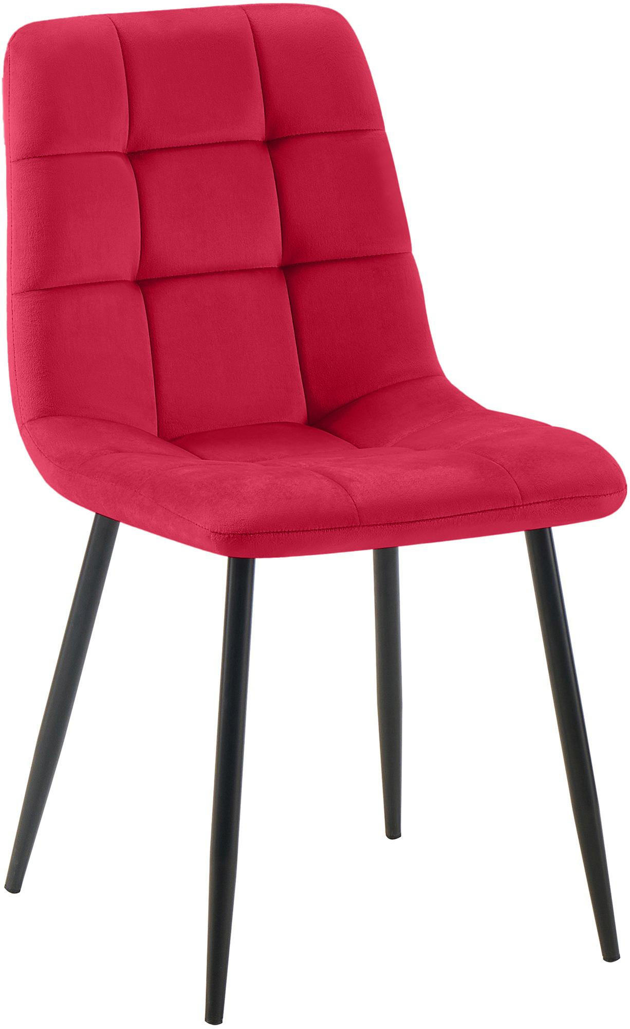 STUHL Samt Rot - Rot/Schwarz, Textil/Metall (45/84/55cm) - CLP