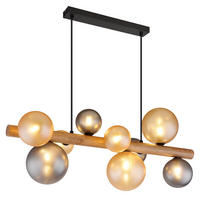 HÄNGELEUCHTE RIHA Metall, braun, 9-flammig - Braun, Holz (78/29/150cm) - Globo Lighting