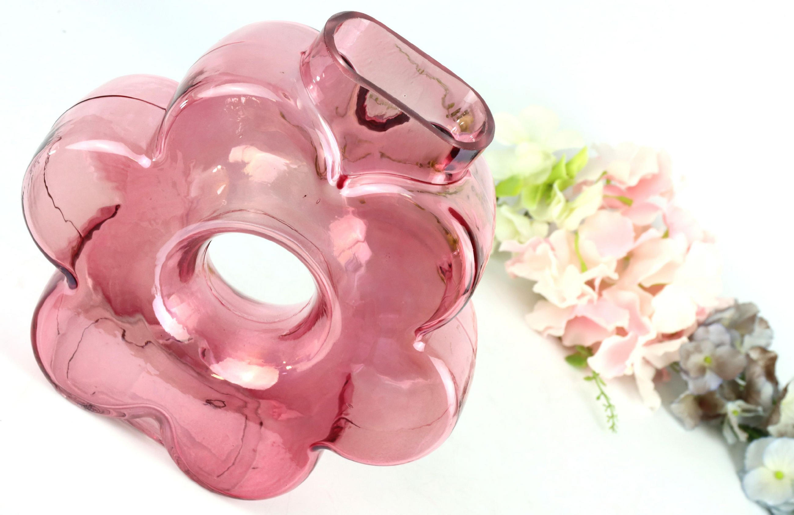 BLÜTENVASE Daisy Glas rosa - Rosa, Glas (19.5cm) - FURNARO