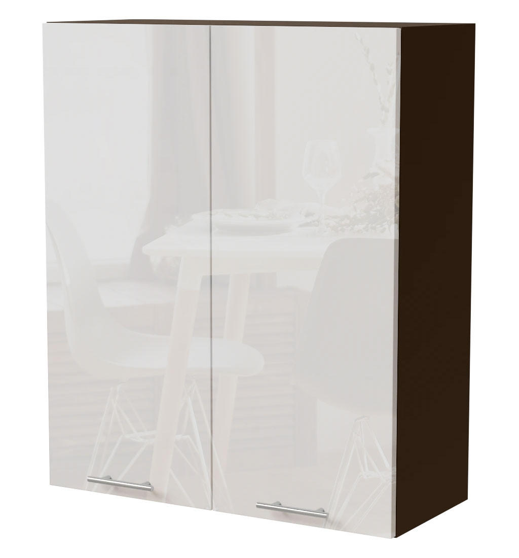 Feldmann-Wohnen Küchenhängeschrank Weiß Hochglanz, Dunkelgrau 80x96x32.5 cm