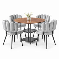 ESSTISCH-SET mit Stauraum 107 cm Nussbaumoptik/Hellgrau - Hellgrau, Metall (107/75/107cm) - Meubliv