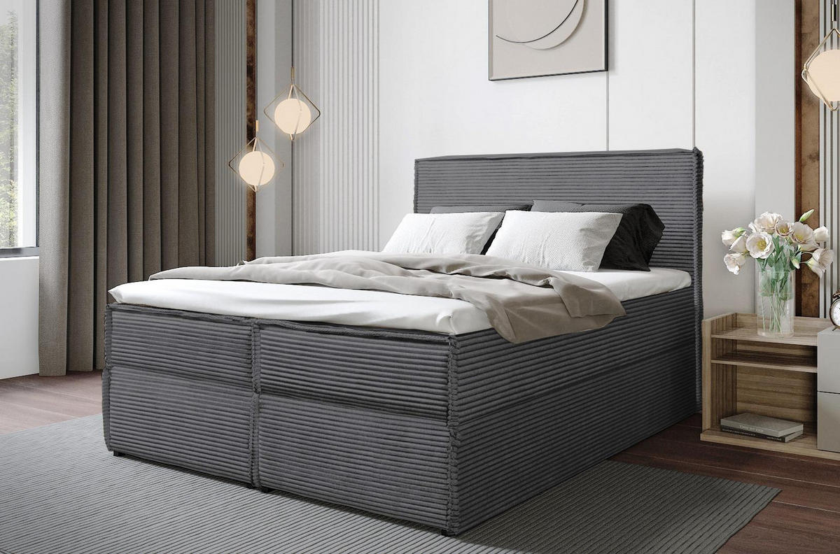 BOXBETT Tilia II Grau 160x200 cm - Grau, Textil (160/200cm) - B&B Home