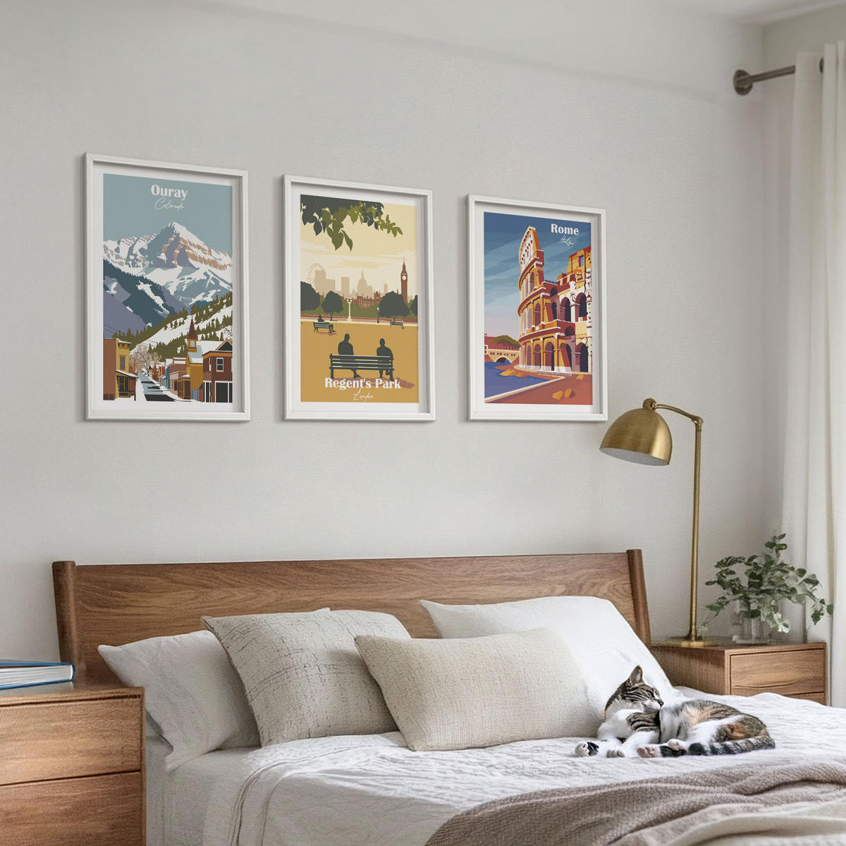 BILDER SET 3er Set - 40x60 cm Weißer Rahmen - Ouray Mountains London Coliseum - Weiß, Kunststoff (40/60cm) - TULUP