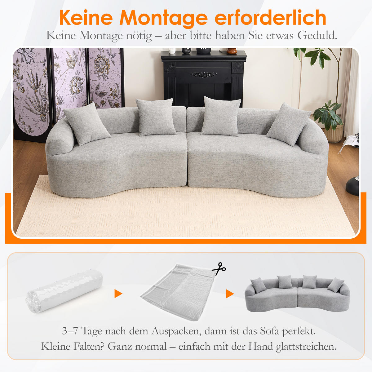 ECKSOFA 275/115/63 cm Grau Chenille - Grau, Textil (275/115cm) - Oxeza