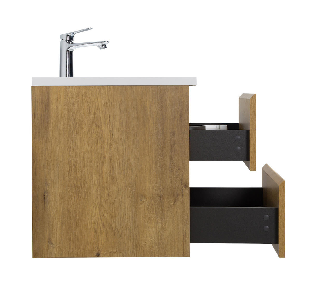 WASCHTISCHKOMBI Angela 2 Teile - Eiche - 60 x 48 x 52 cm - Eichefarben/Weiß, Holz (60/52/48cm) - Badplaats