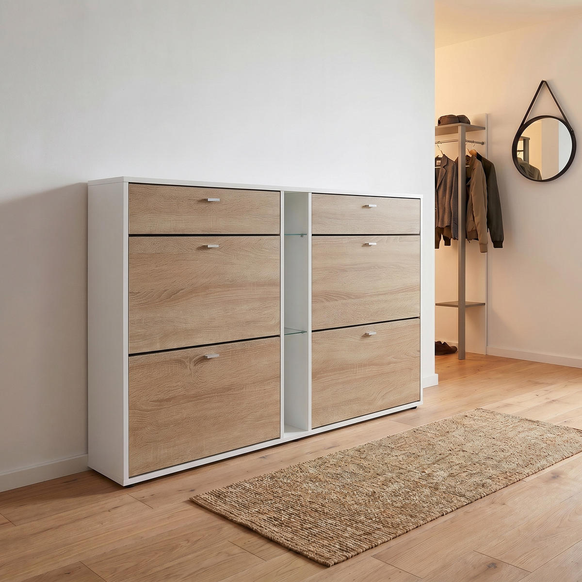 SCHUHSCHRANK Today Fronten in Eiche sägerau - Eiche San Remo, Holzwerkstoff (155.5/95/28cm) - Vladon