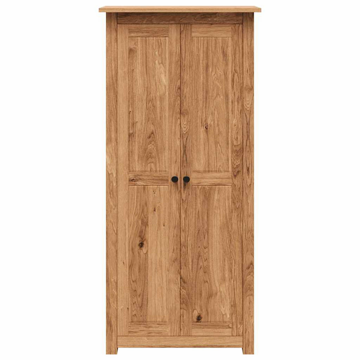 KLEIDERSCHRANK 2-Türig 80/50/171,5 cm aus Massives Kiefernholz Natürliche Holzfarbe - Schwarz/Naturfarben, Holz (80/50/50cm) - vidaXL