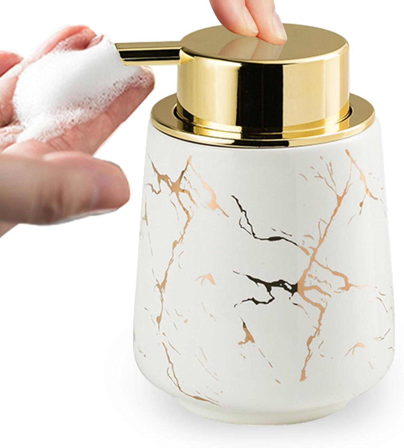 SEIFENSPENDER , Keramik-Schaumseifenspender, 380 ml - Weiß, Keramik (9/13/9cm) - BELZ