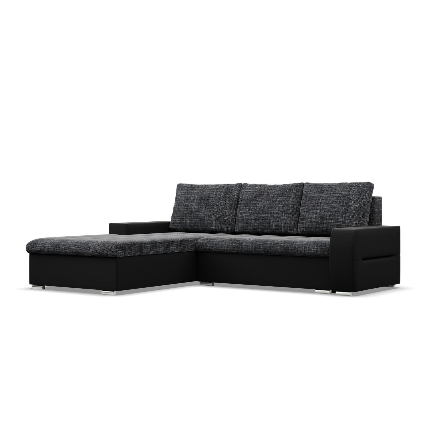 ECKSOFA MIT SCHLAFFUNKTION AURORA LINKS, Schwarz + Schwarz - Schwarz, Textil (243/200cm)