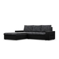 ECKSOFA MIT SCHLAFFUNKTION AURORA LINKS, Schwarz + Schwarz - Schwarz, Textil (243/200cm)