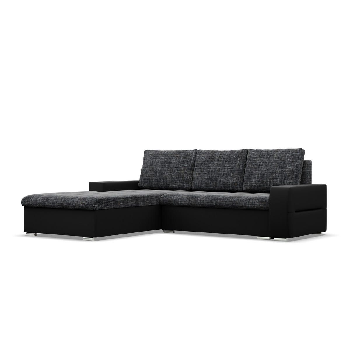 ECKSOFA MIT SCHLAFFUNKTION AURORA LINKS, Schwarz + Schwarz - Schwarz, Textil (243/200cm)