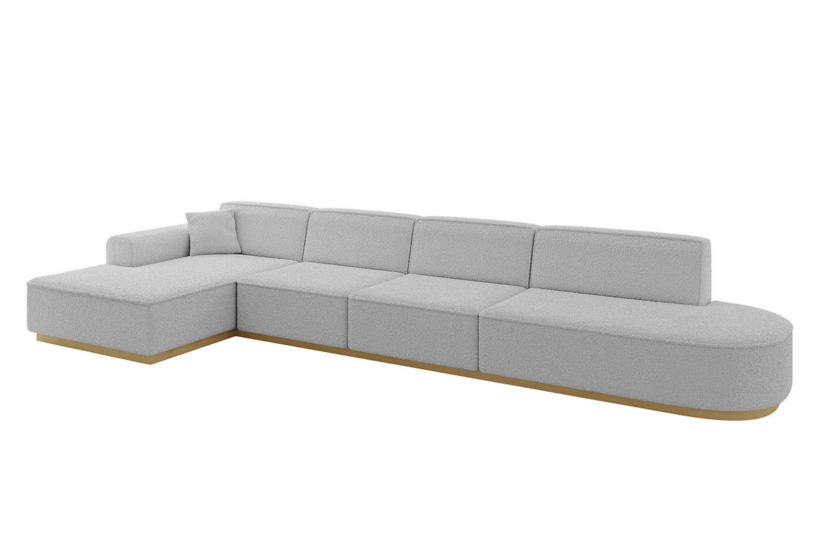 ECKSOFA Ottomane Links IREA-L3-v2 - 403x165x81 cm Hellgrau - Hellgrau, Holzwerkstoff/Textil (403/165cm) - ALTDECOR
