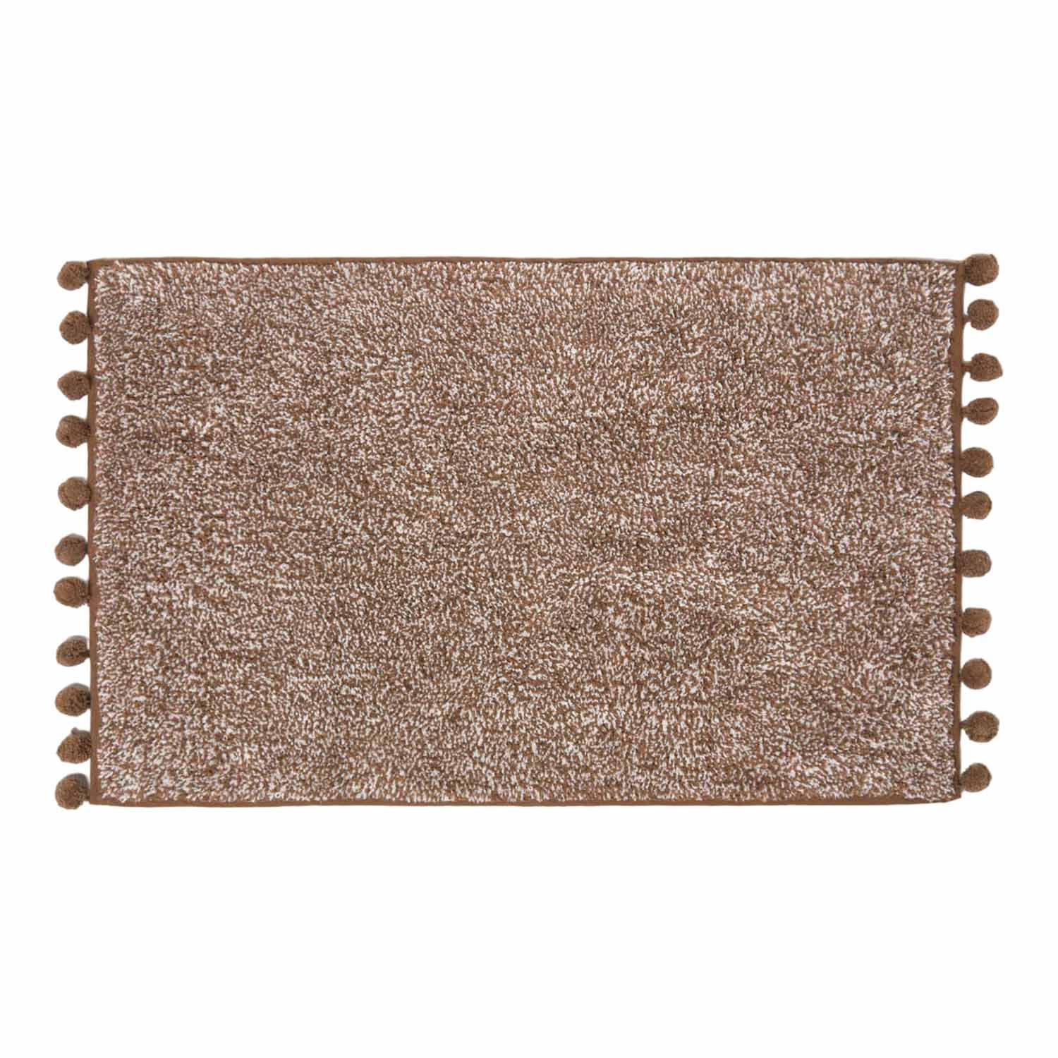 BADEMATTE Pompons 50/80 cm, Baumwolle - Braun, Textil (50/80cm) - Homescapes