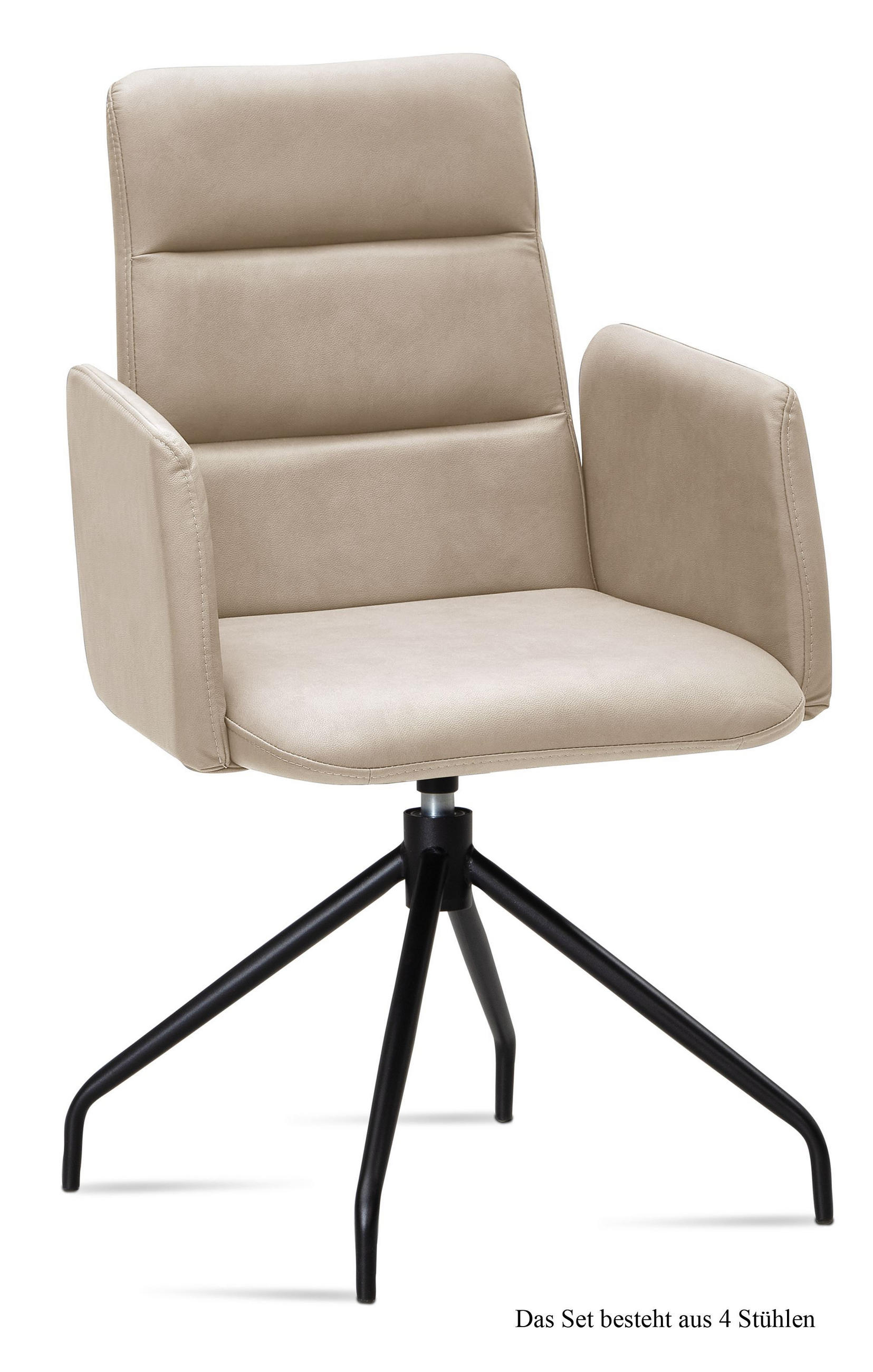 ARMLEHNSTUHL drehbar (4er-Set) Domona 52x92x60 Schwarz/Natur - Schwarz/Naturfarben, Kunststoff (60/92/52cm) - 58aufmkessel