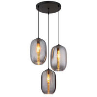 LED HÄNGELEUCHTE JEFREY Metall, Grau, Glas, 3-flammig - Grau, Glas (47/47/120cm) - Globo Lighting