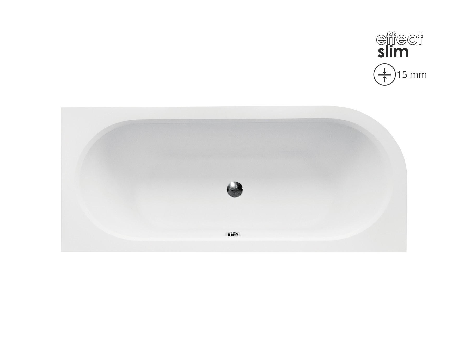 BADEWANNE Eckwanne AVITA SLIM 180/80 Rechts mit Styro Ablauf Füße - Weiß, Kunststoff (80/55.5/180cm) - bad land