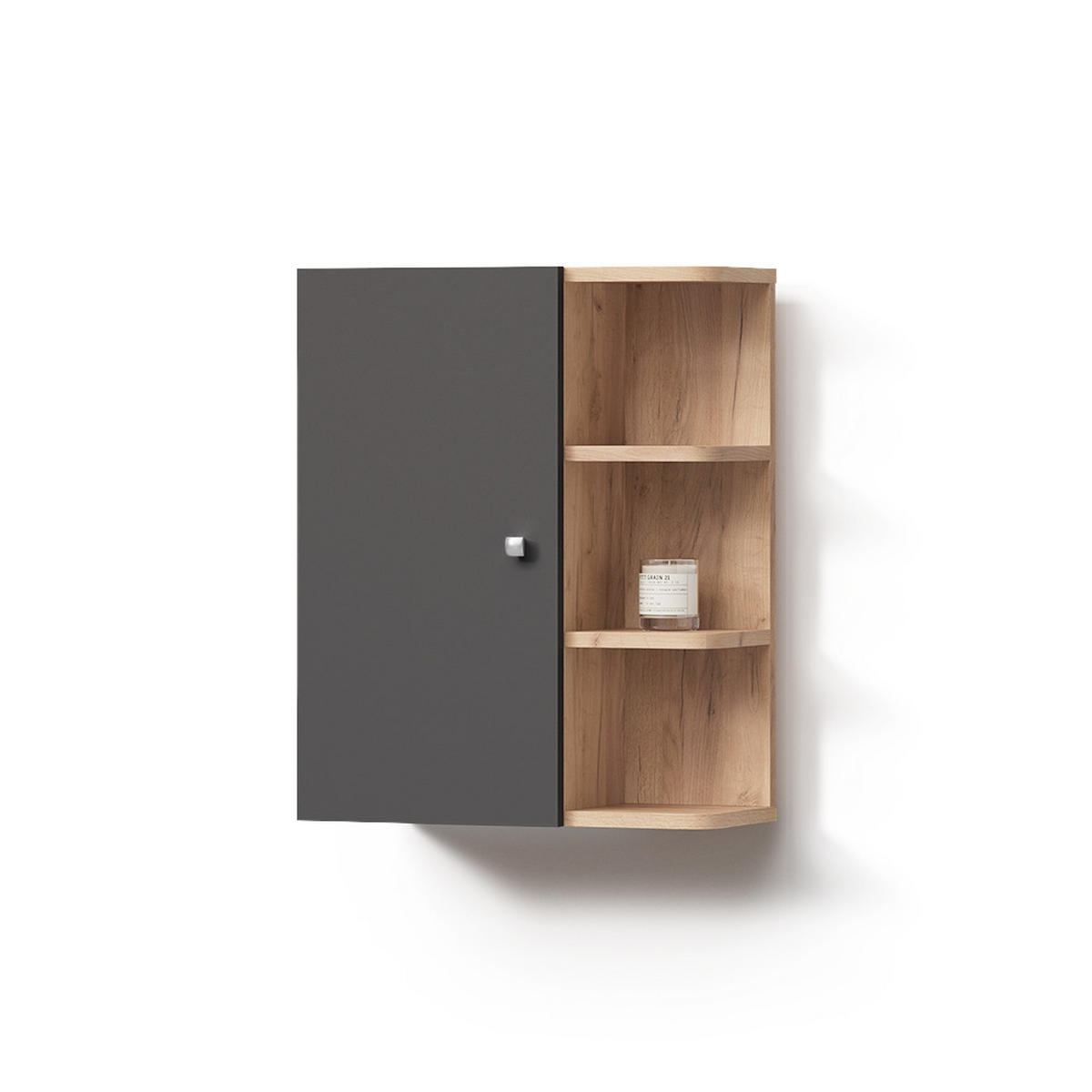 BADSCHRANK Fucino Anthrazit 47.2 x 59.2 cm - Anthrazit/Braun, Holzwerkstoff (47.2/59.2/20.8cm) - Livinity®
