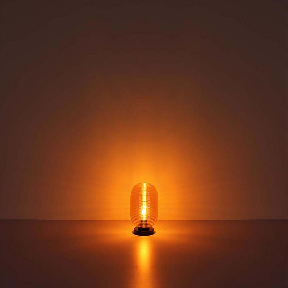 TISCHLEUCHTE Glas Amber Schwarz - Orange, Glas (20/20/34.5cm) - Globo Lighting