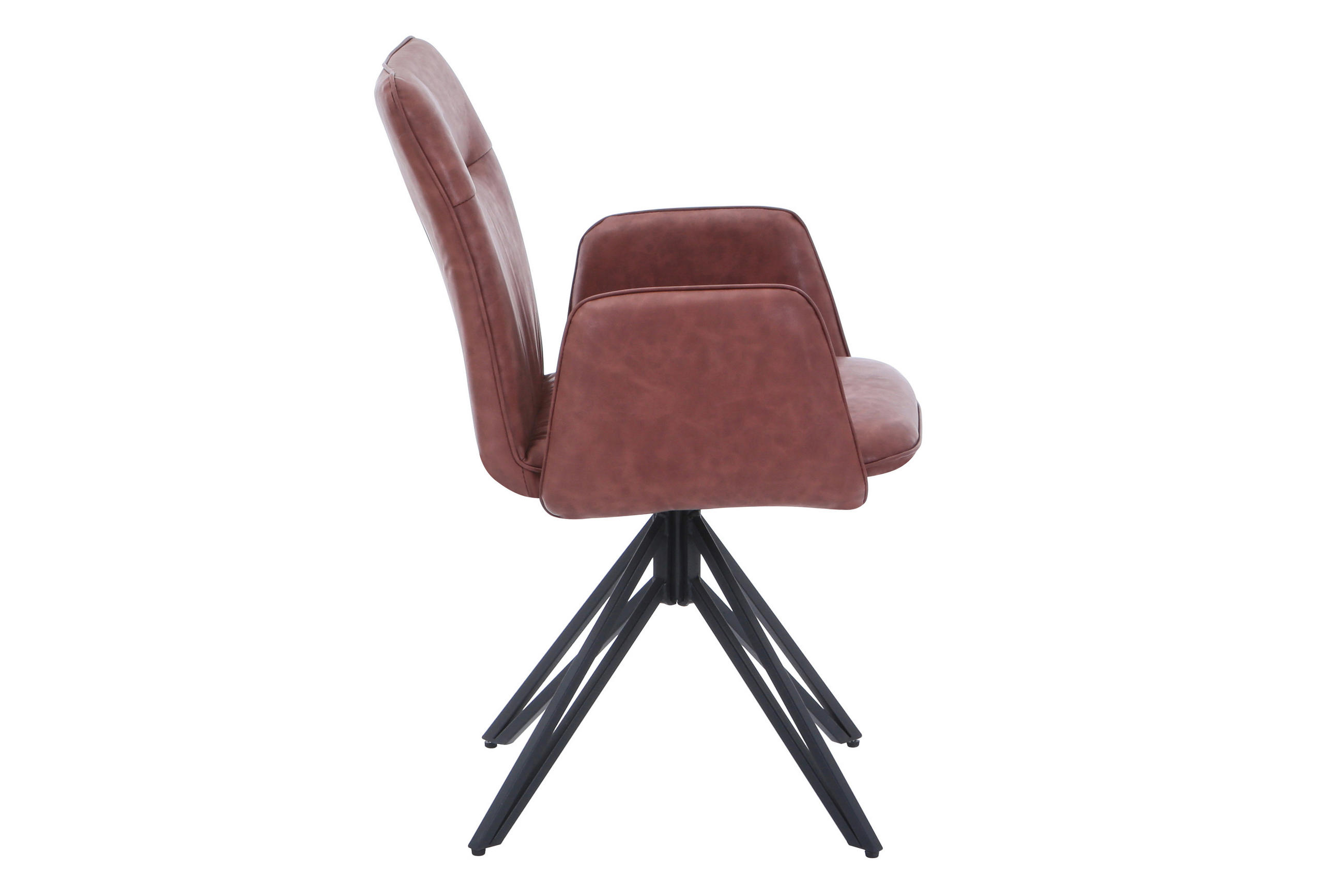 DREHSTUHL CEBU - Hellbraun/Nussbaumfarben, Leder/Metall (50/85/50cm) - SAM