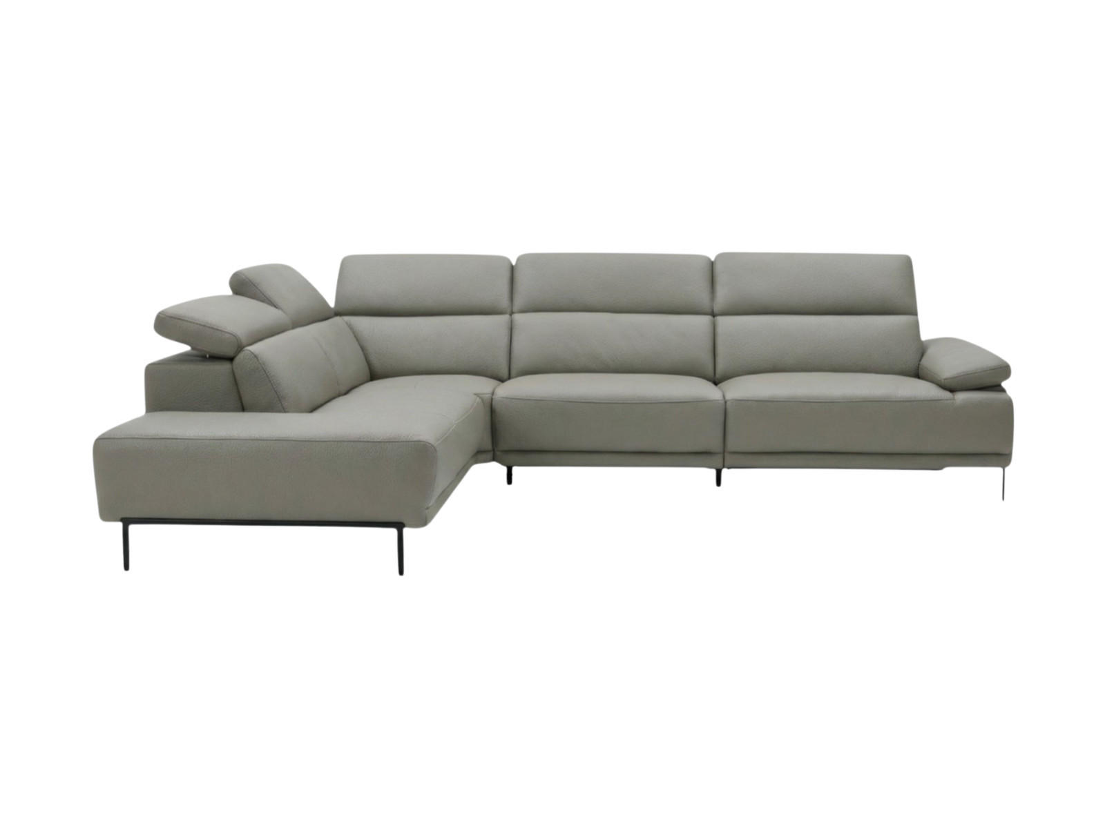 ECKSOFA Fiesta Echtleder Perlgrau - Hellgrau, Leder/Metall (220/282cm)