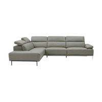 ECKSOFA Fiesta Echtleder Perlgrau - Hellgrau, Leder/Metall (220/282cm)
